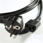 Skjermet strømledning 230V - IEC, svart, 2 meter 3 x 1 mm² (10A)