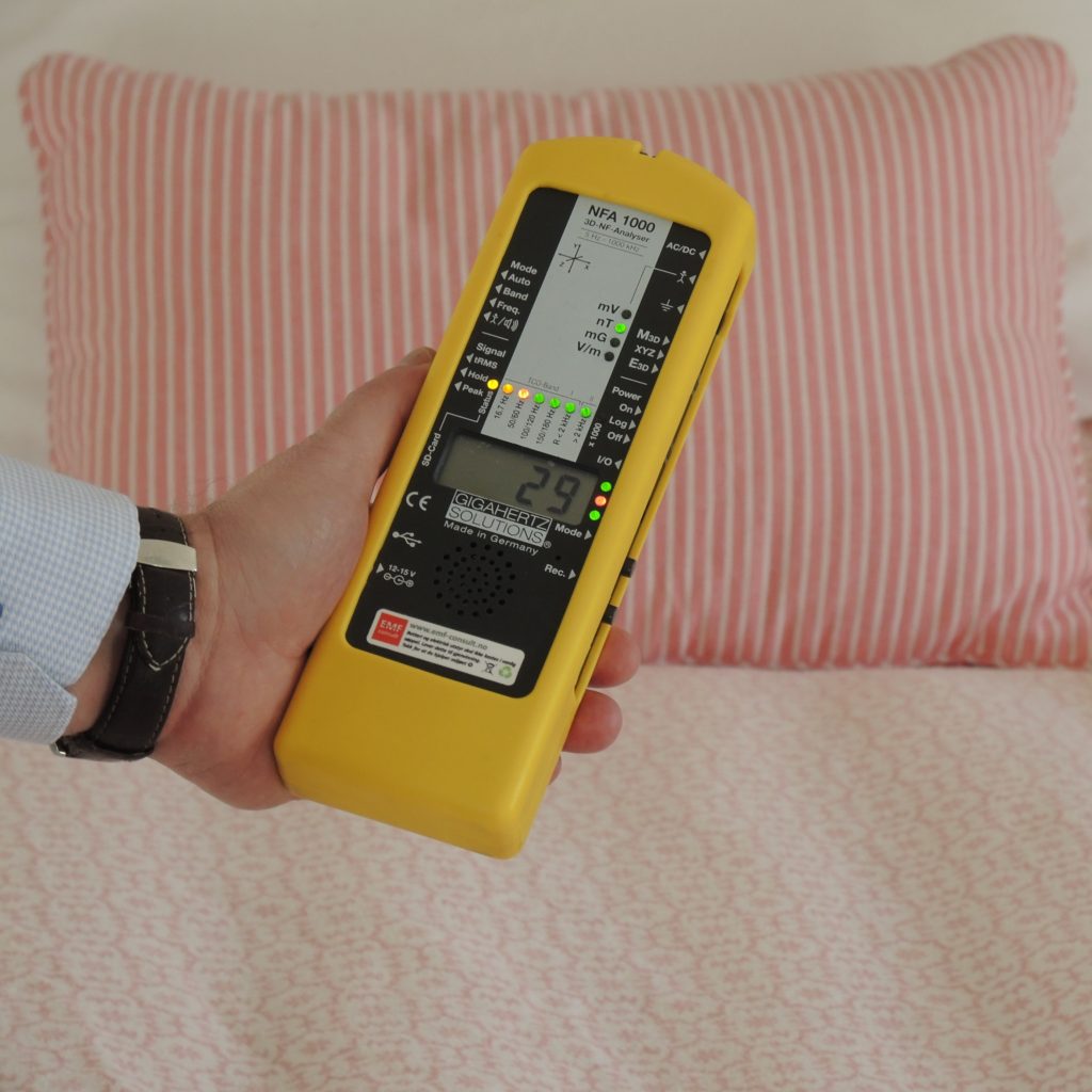 LF 3D-Analysator NFA1000 maling av seng, Mikrobølge og elektromagnetiske felt i hjemmet