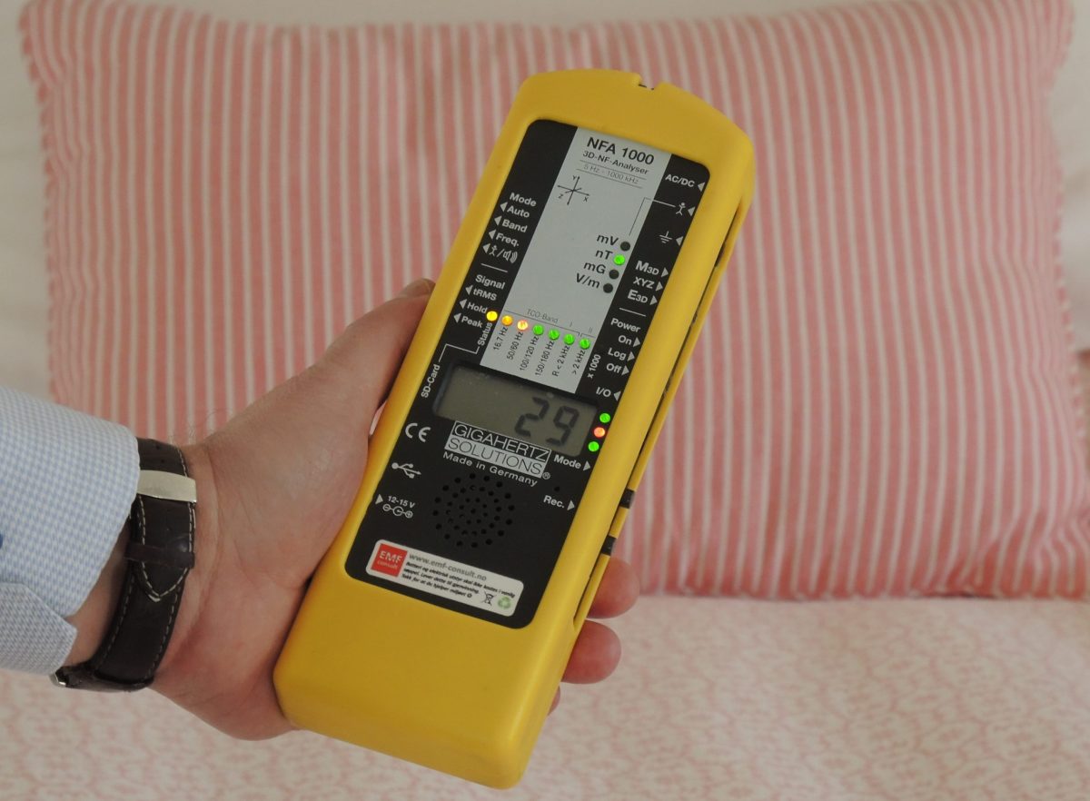 LF 3D-Analysator NFA1000 maling av seng, Mikrobølge og elektromagnetiske felt i hjemmet