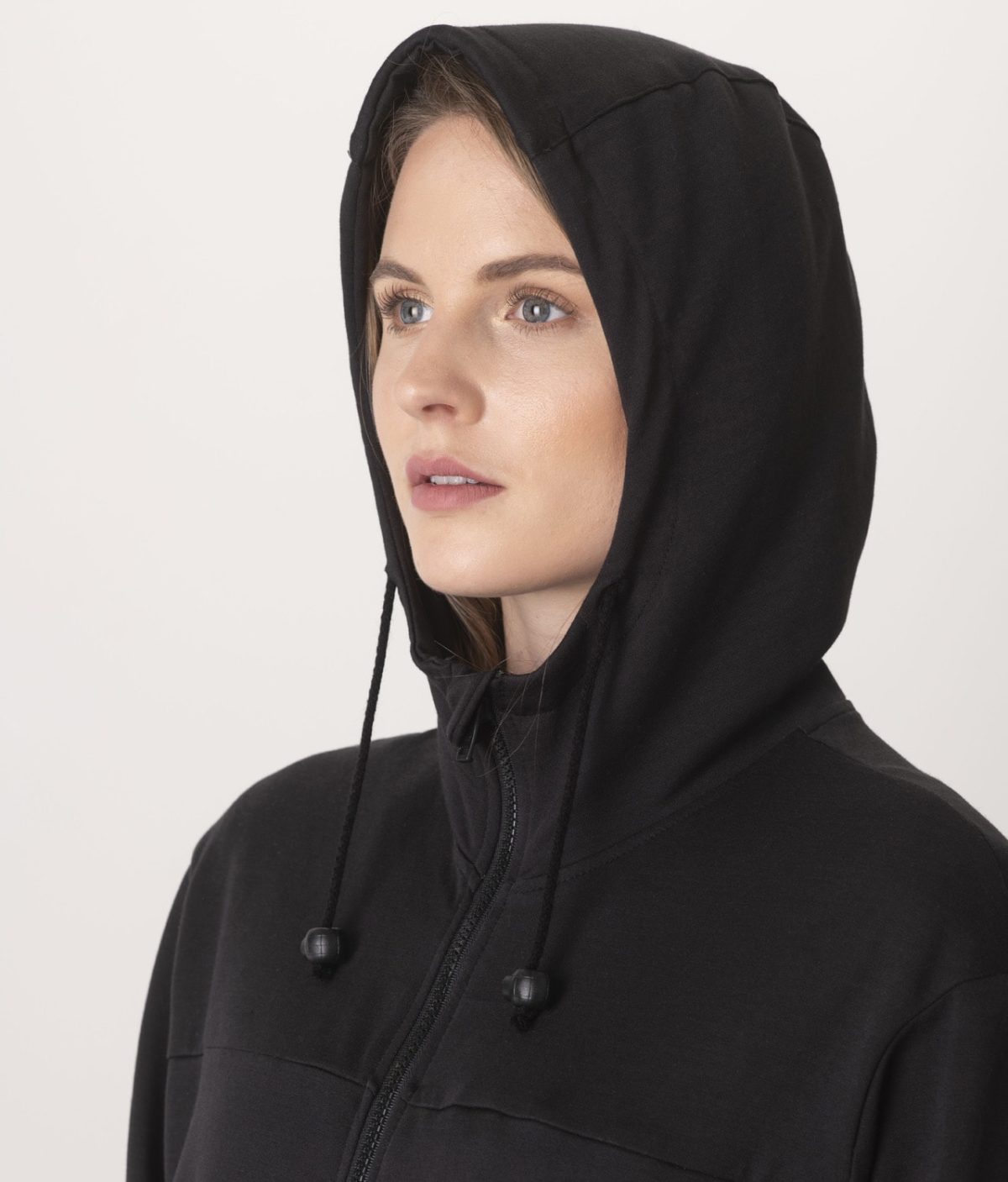 Hoodie Zipped Unisex Black Skjermende jakke med hette, Unisex (Svart) - Bilde 3