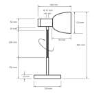 Bordlampe Berlin, fleksibel arm, trefot, 1,8m ledning, max 20W - Bilde 11