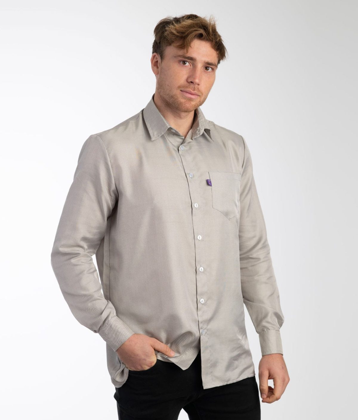 emf-protective-silver-shirt-mens-leblok Skjermende langermet skjorte (Grå) - Bilde 1