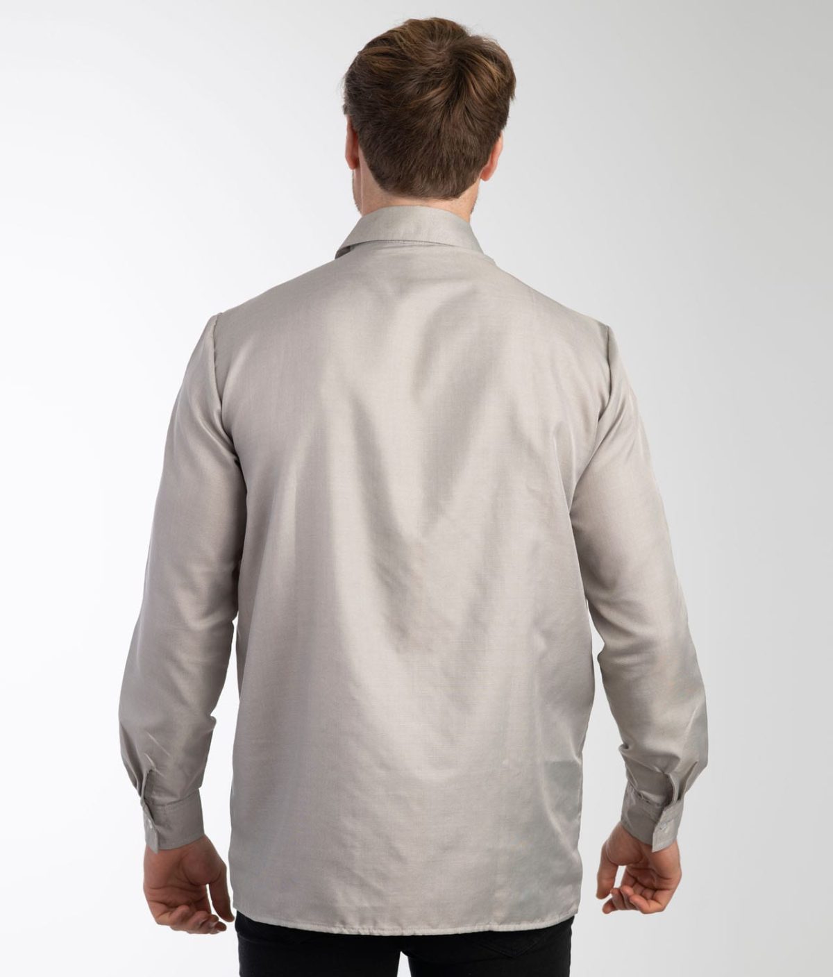 emf-shielding-casual-mens-shirt-leblok-back Skjermende langermet skjorte (Grå) - Bilde 3