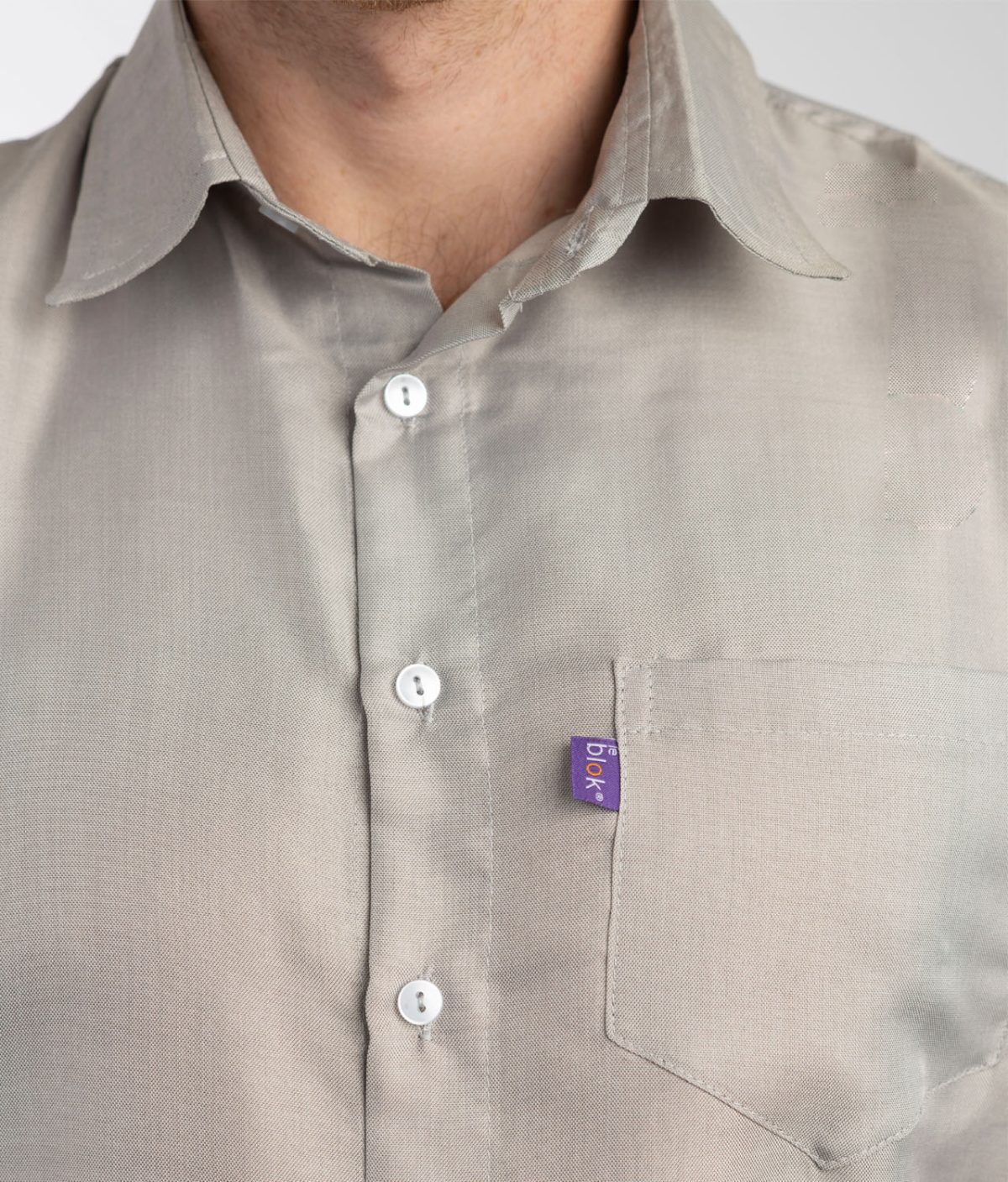 emf-shielding-casual-mens-shirt-leblok-zoom Skjermende langermet skjorte (Grå) - Bilde 4