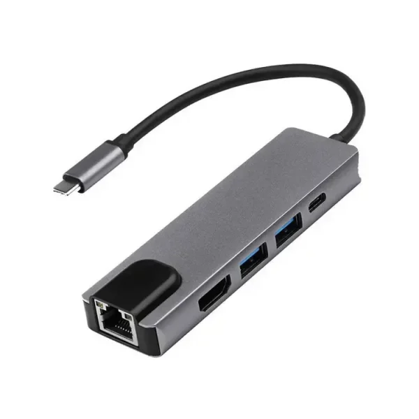 USB-C til Ethernet adapter 5-i-1
