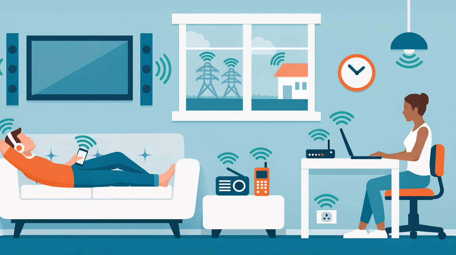 Vanlige kilder til elektromagnetiske felt i hjemmet – Wi-Fi, mobil, TV og elektronikk