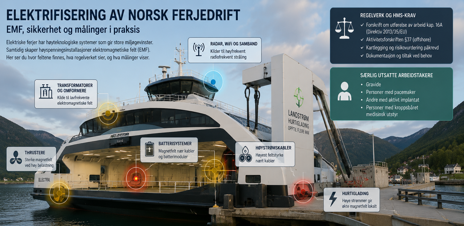 Måling av EMF på elektriske ferjer og ladestasjoner