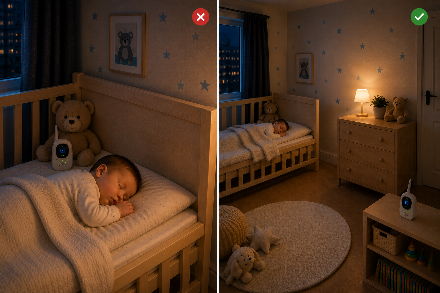 Barn i seng med babycall