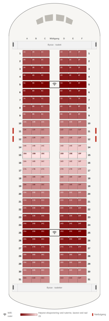 Wifi på fly, setekart